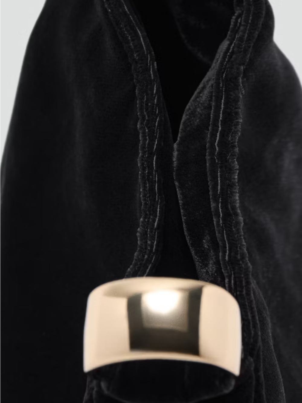 Mango Black Velvet Clutch with Gold Ring Detail - Picture 2 of 5